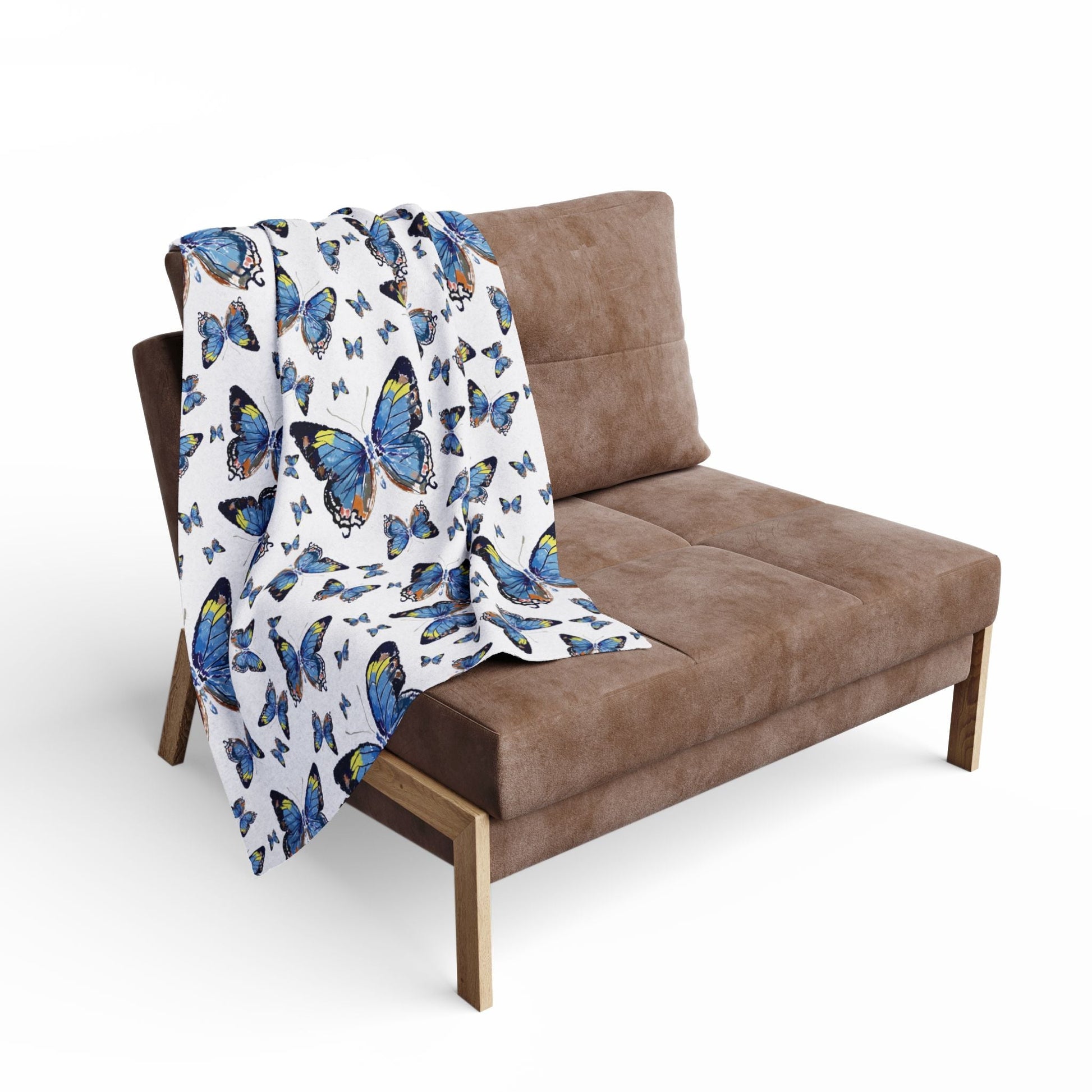 Butterfly Flutter Arctic Fleece Blankets - Blue Cava