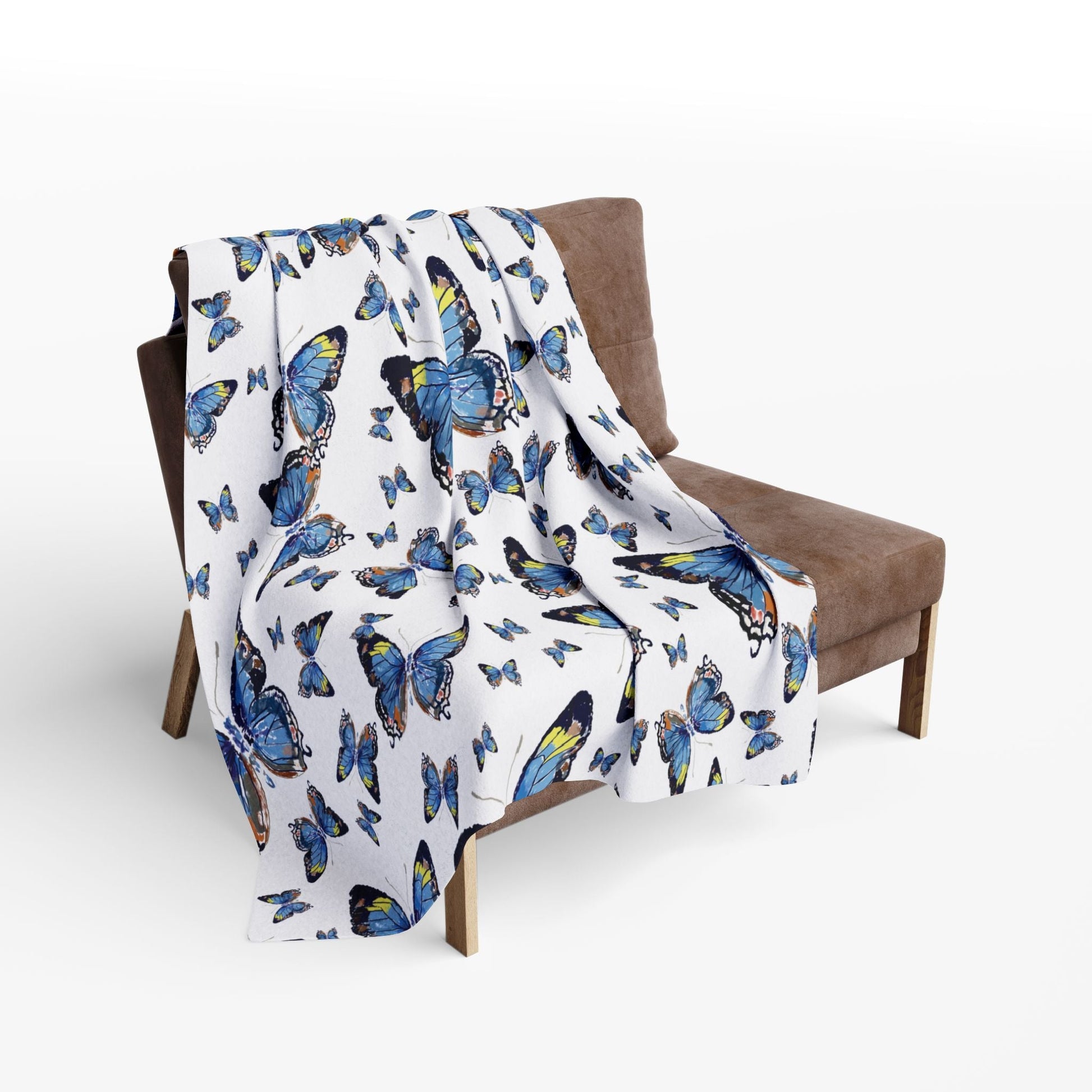 Butterfly Flutter Arctic Fleece Blankets - Blue Cava