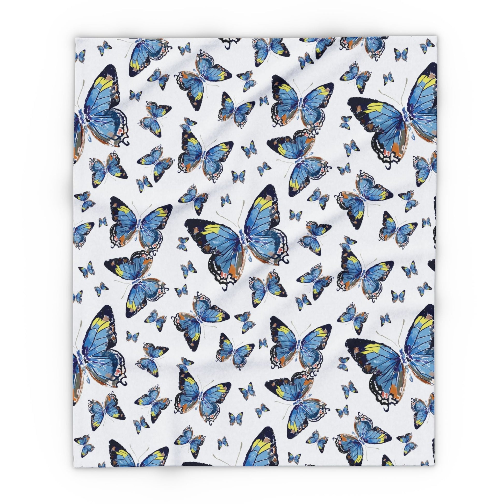 Butterfly Flutter Arctic Fleece Blankets - Blue Cava