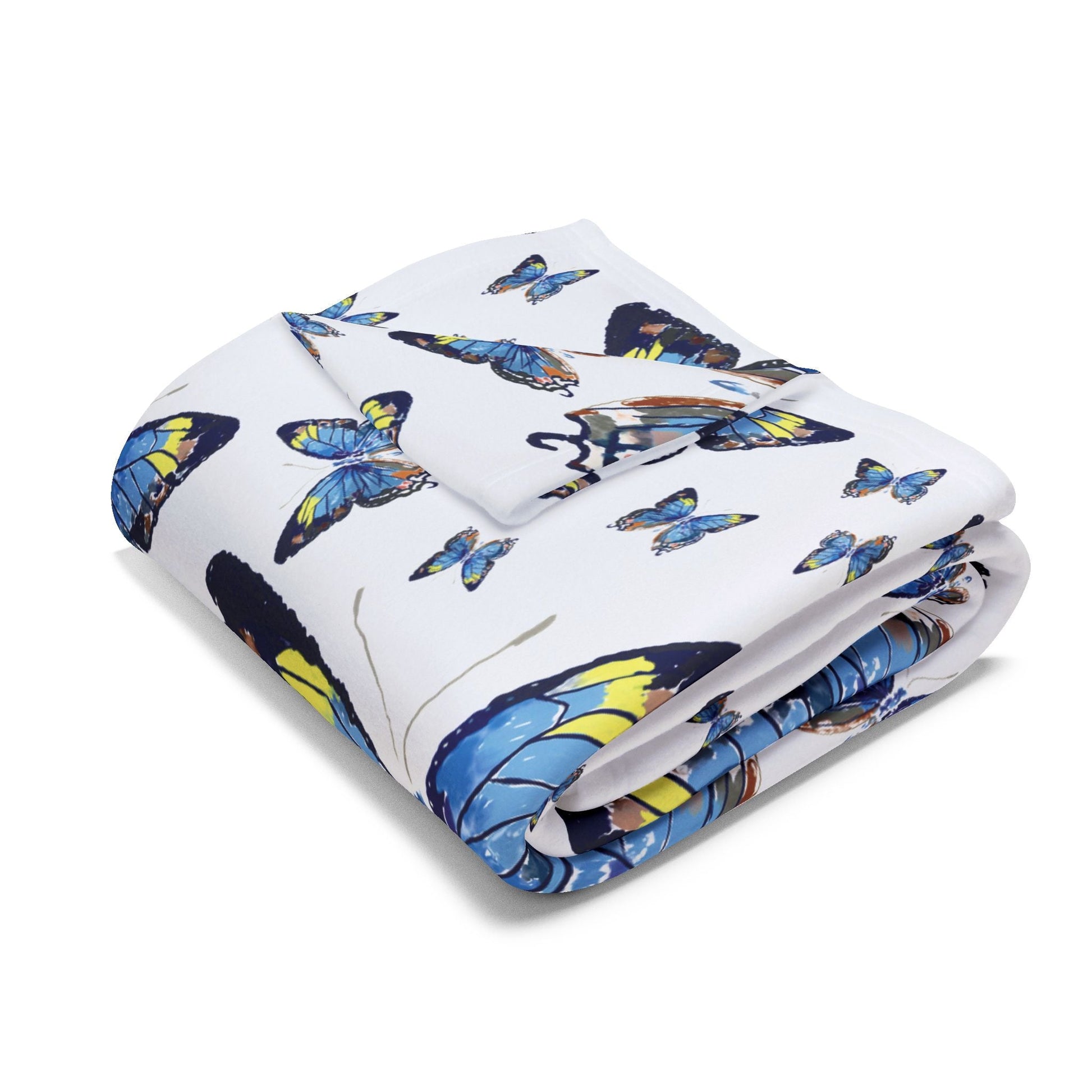 Butterfly Flutter Arctic Fleece Blankets - Blue Cava
