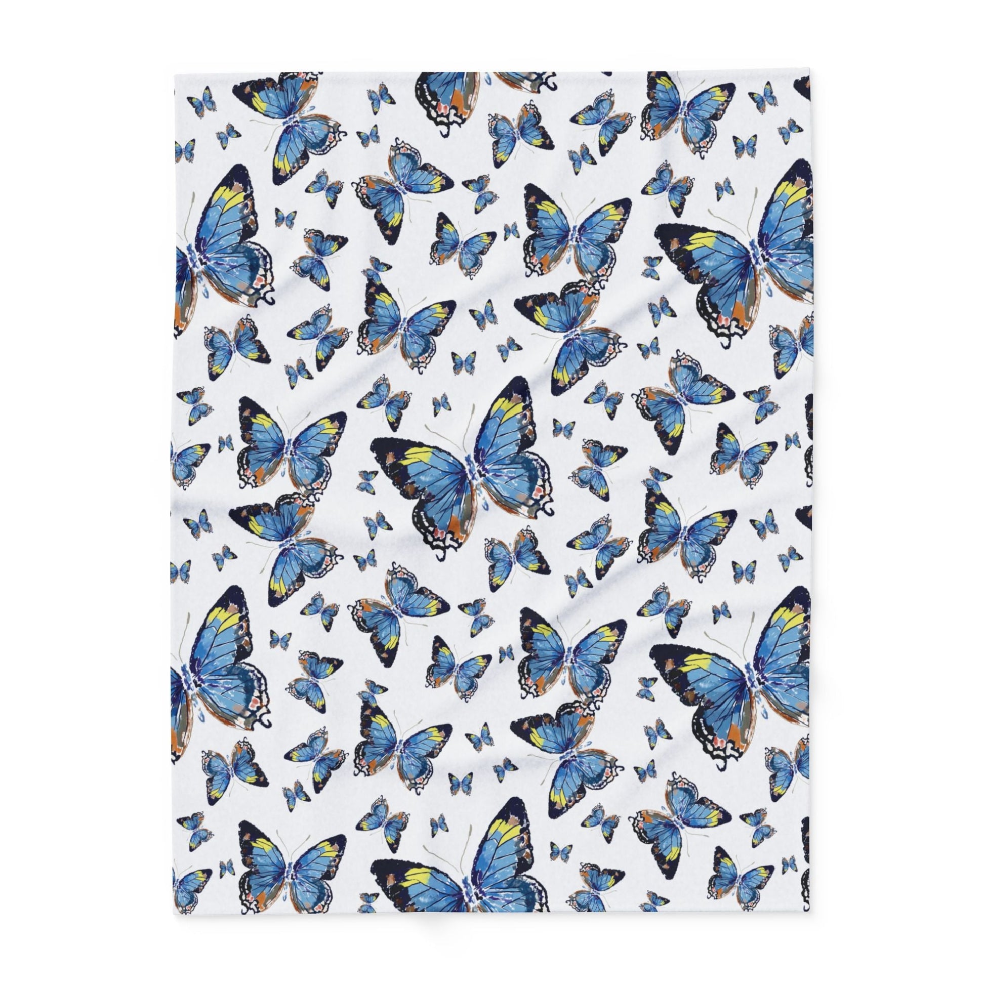 Butterfly Flutter Arctic Fleece Blankets - Blue Cava