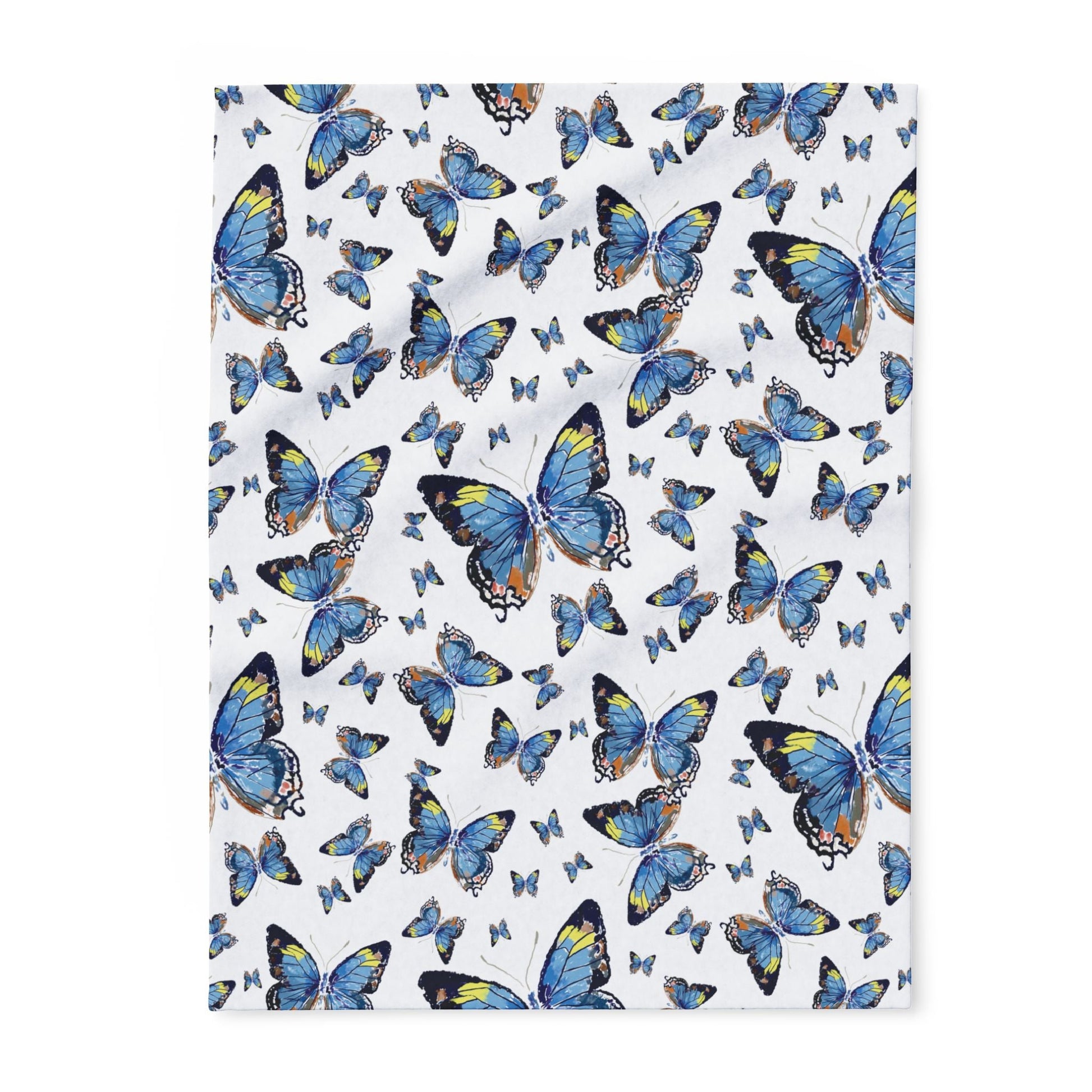 Butterfly Flutter Arctic Fleece Blankets - Blue Cava