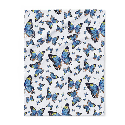 Butterfly Flutter Arctic Fleece Blankets - Blue Cava