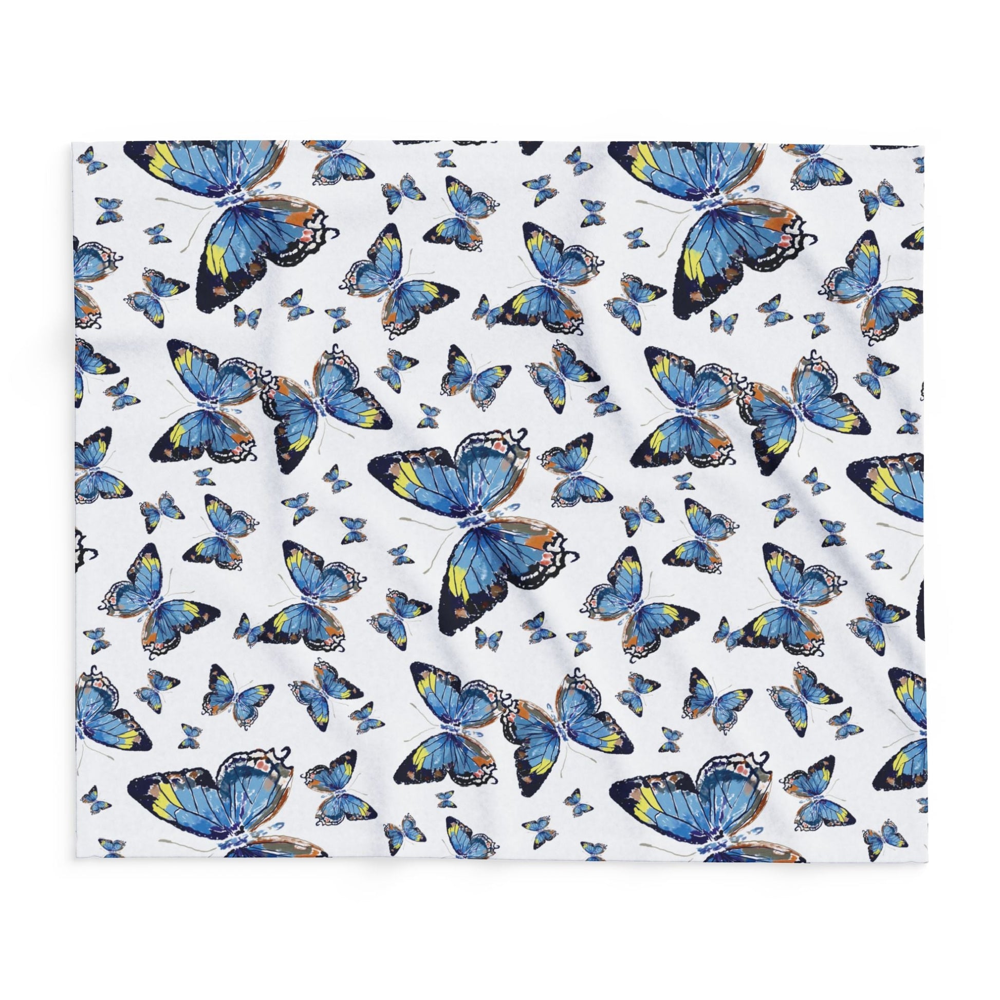 Butterfly Flutter Arctic Fleece Blankets - Blue Cava