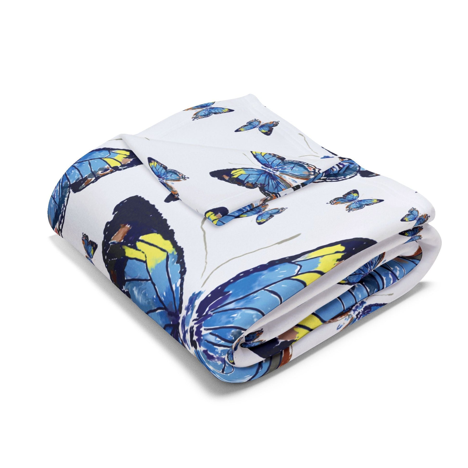 Butterfly Flutter Arctic Fleece Blankets - Blue Cava