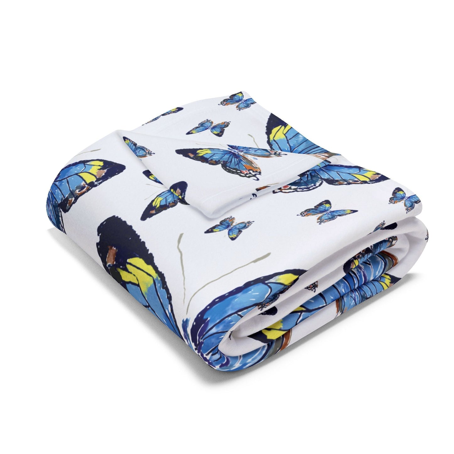 Butterfly Flutter Arctic Fleece Blankets - Blue Cava