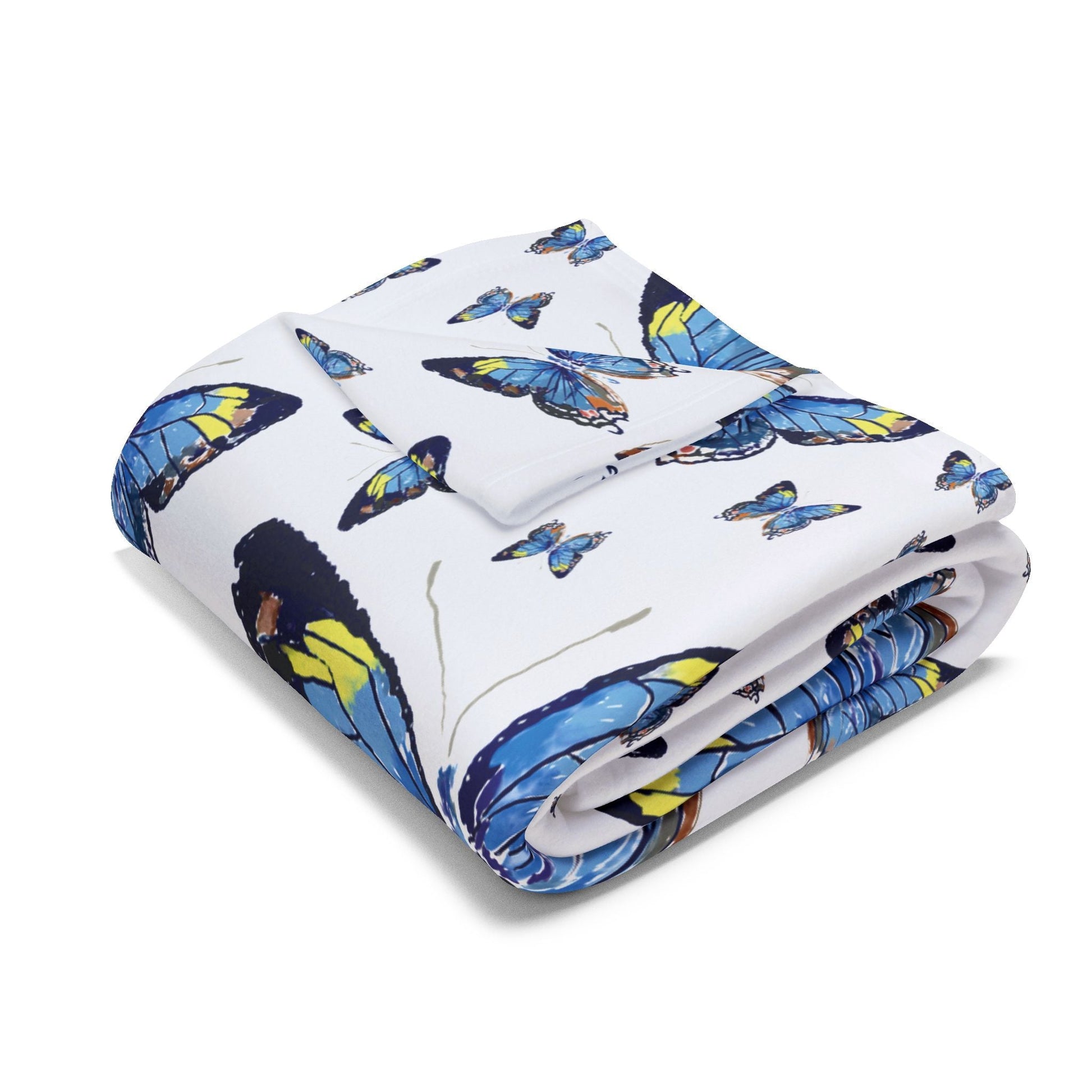 Butterfly Flutter Arctic Fleece Blankets - Blue Cava