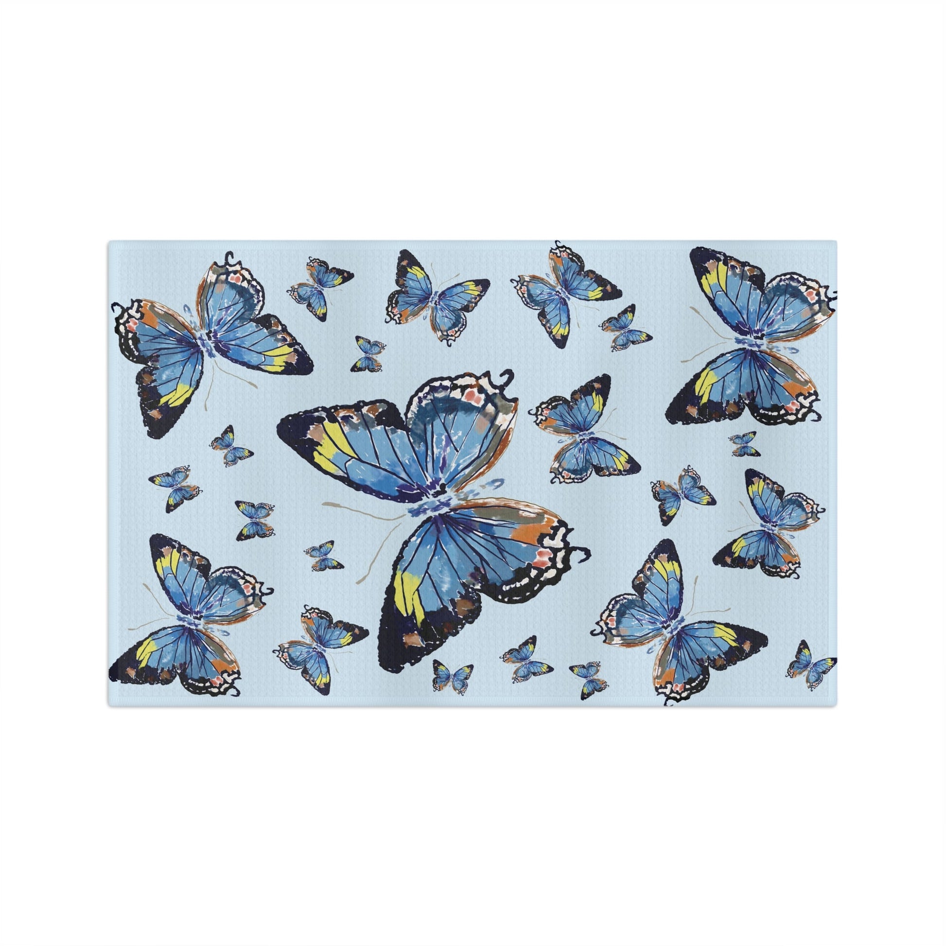 Butterfly Microfiber Waffle Towel - Blue Cava