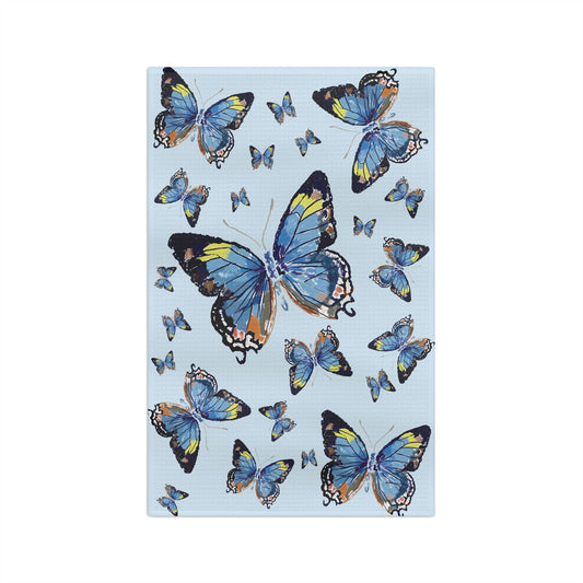 Butterfly Microfiber Waffle Towel - Blue Cava