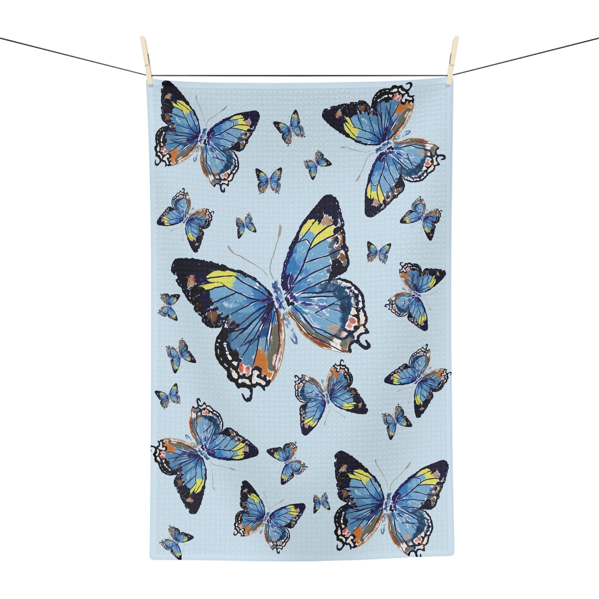 Butterfly Microfiber Waffle Towel - Blue Cava
