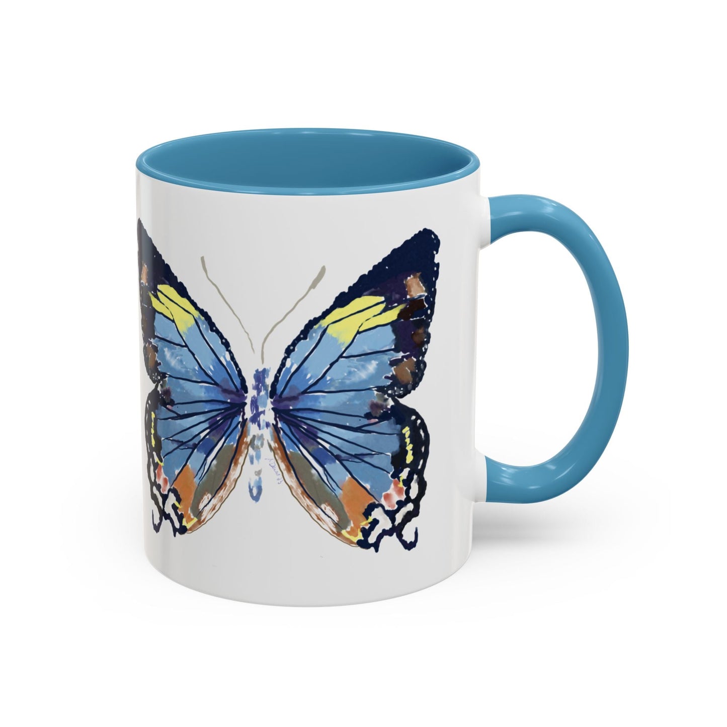 Butterfly Two Tone Ceramic Mug - 11oz & 15oz - Blue Cava