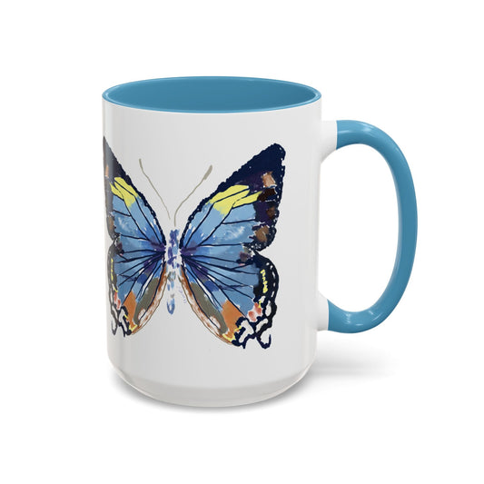 Butterfly Two Tone Ceramic Mug - 11oz & 15oz - Blue Cava
