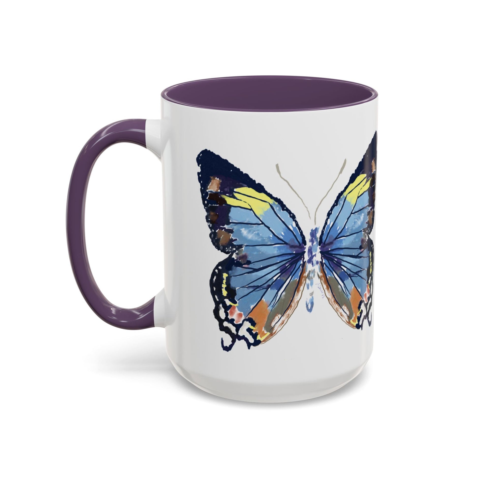 Butterfly Two Tone Ceramic Mug - 11oz & 15oz - Blue Cava