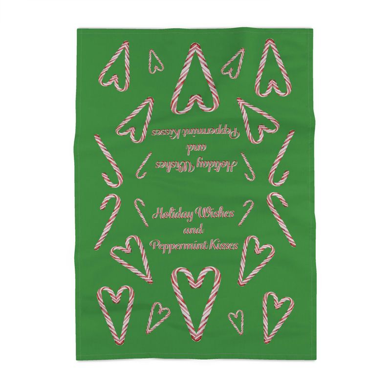 Candy Cane Wishes Tea Towel - Blue Cava