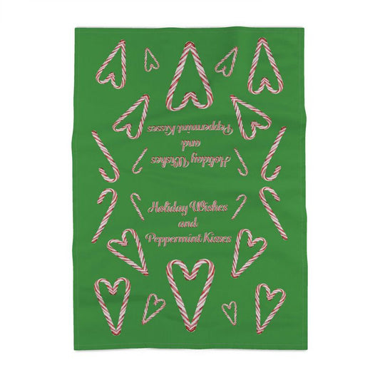 Candy Cane Wishes Tea Towel - Blue Cava