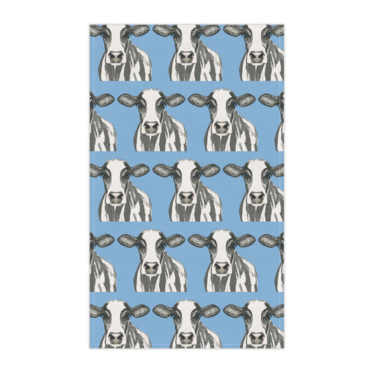 Charming Cow Kitchen Tea Towels | Farmhouse Decor - Blue Cava