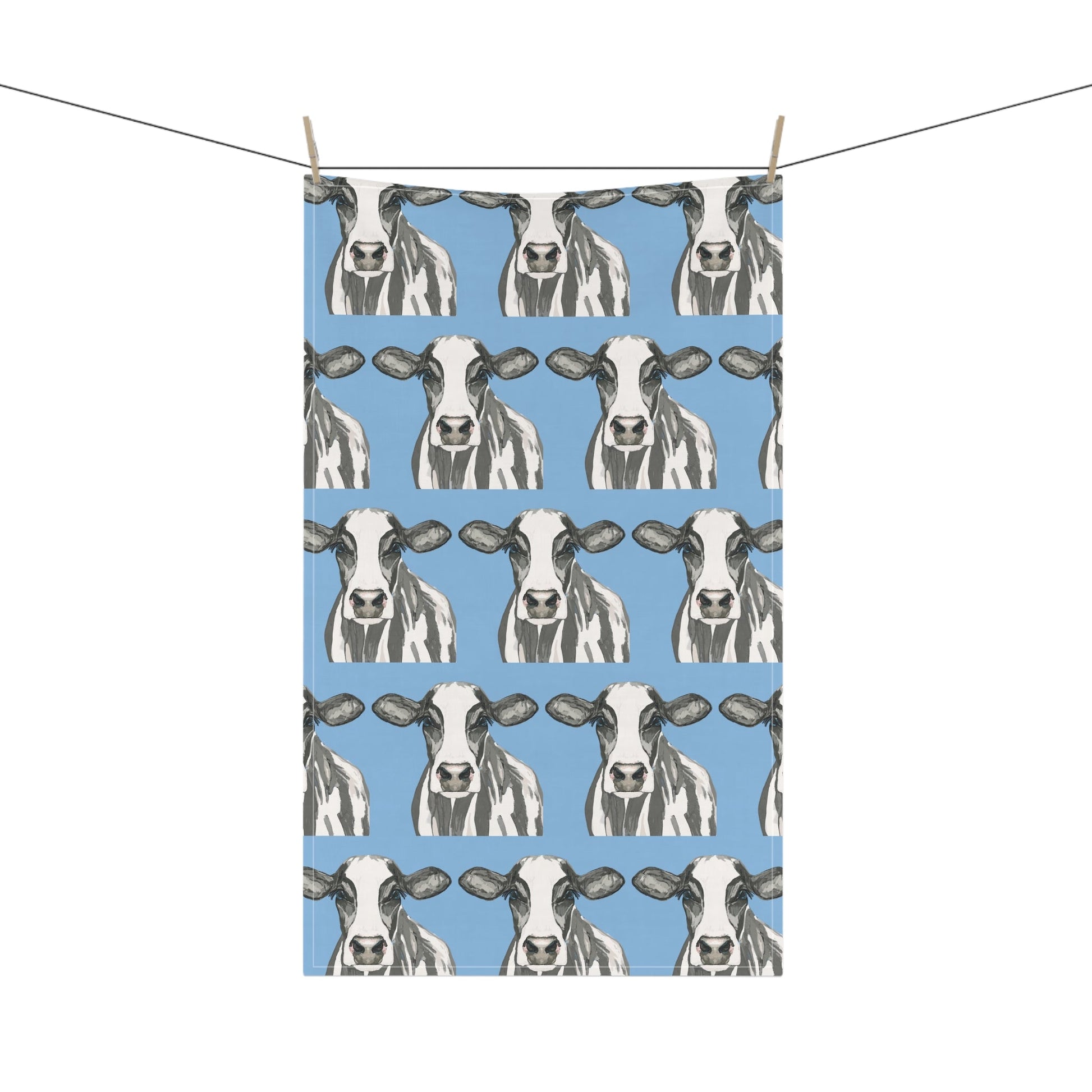 Charming Cow Kitchen Tea Towels | Farmhouse Decor - Blue Cava
