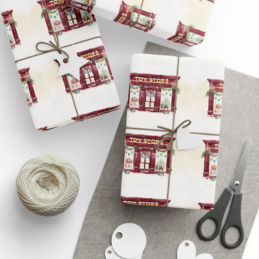 Charming Vintage Toy Store Wrapping Paper | Gift Wrap for Holidays - Blue Cava
