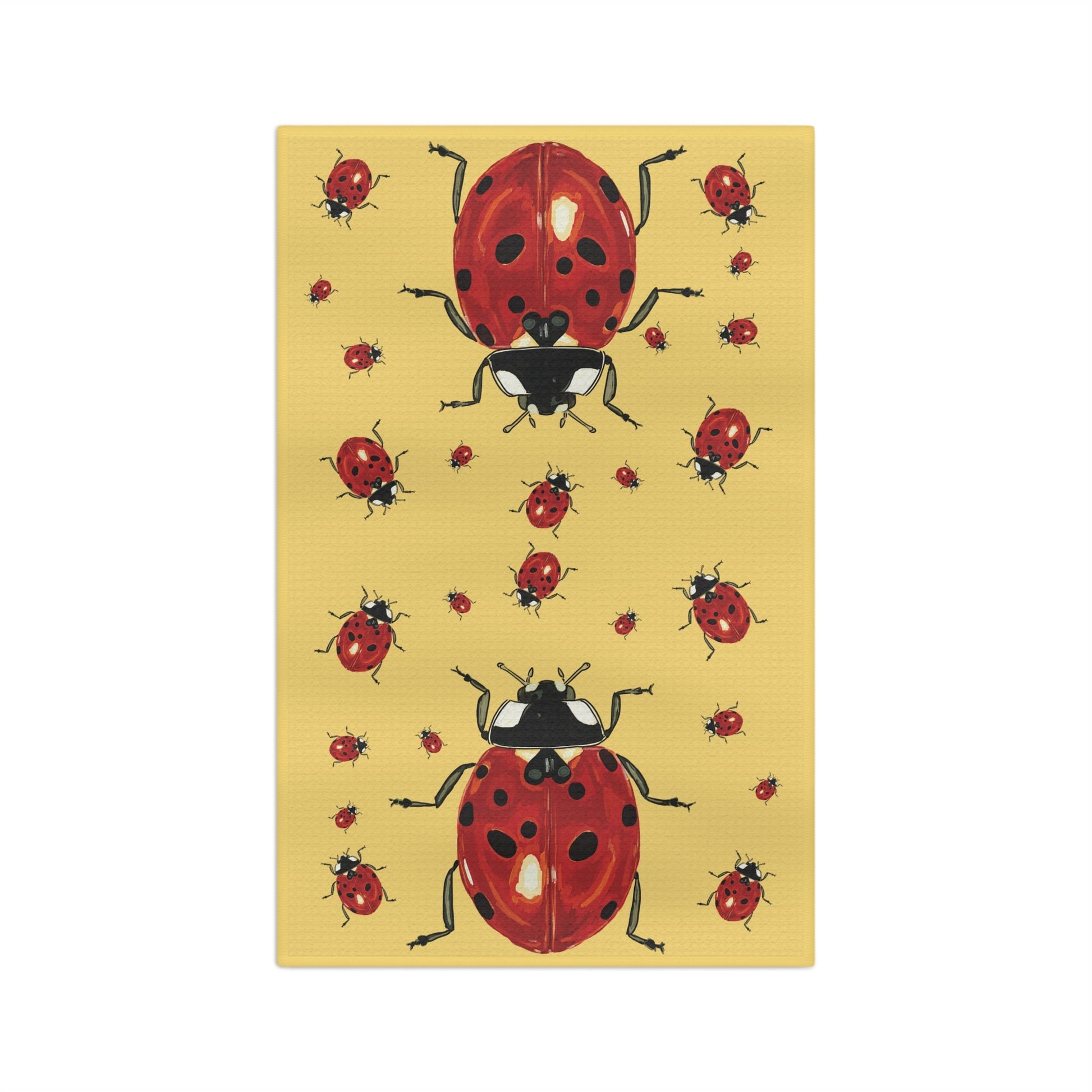 Cheerful Ladybug Microfiber Waffle Towel - Blue Cava