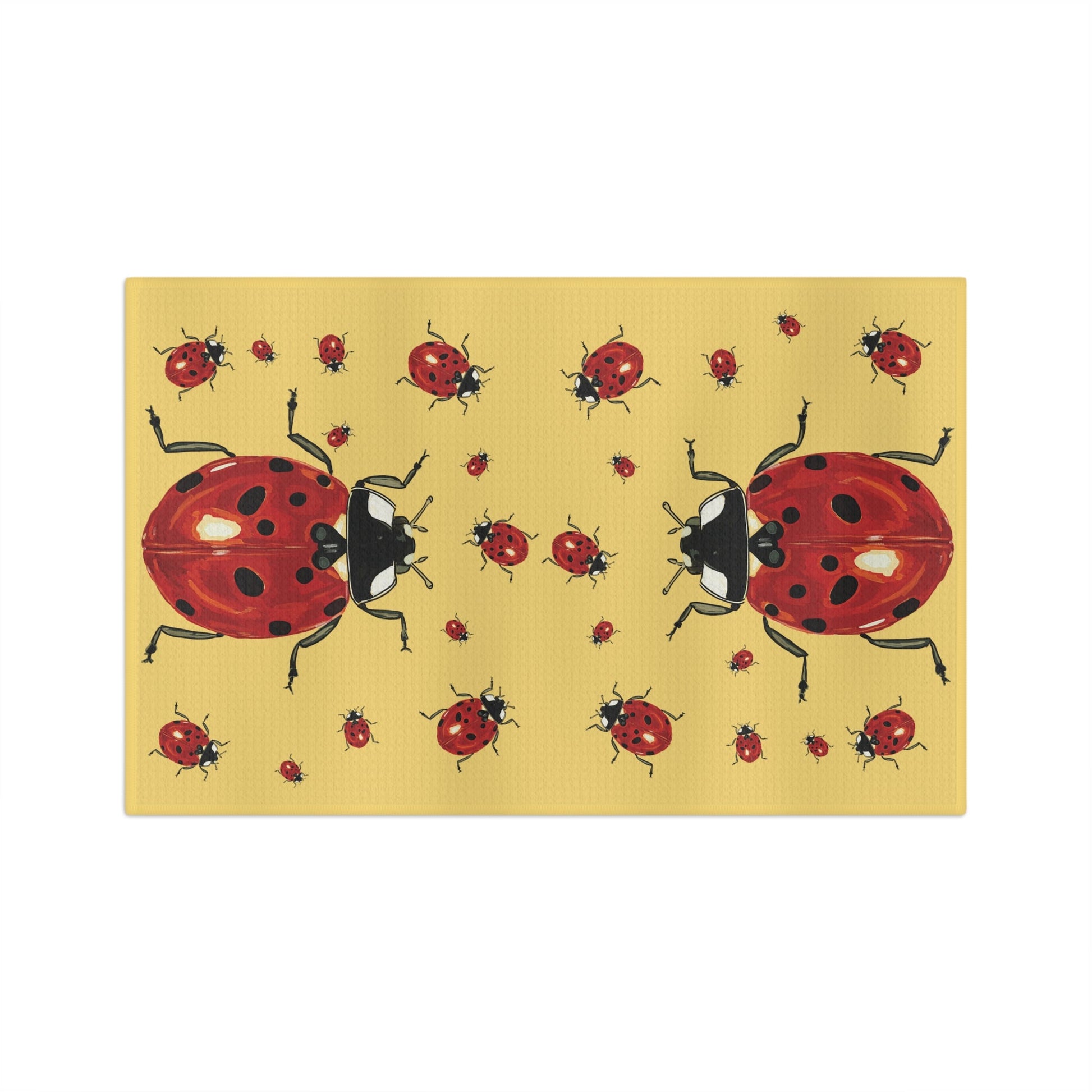 Cheerful Ladybug Microfiber Waffle Towel - Blue Cava