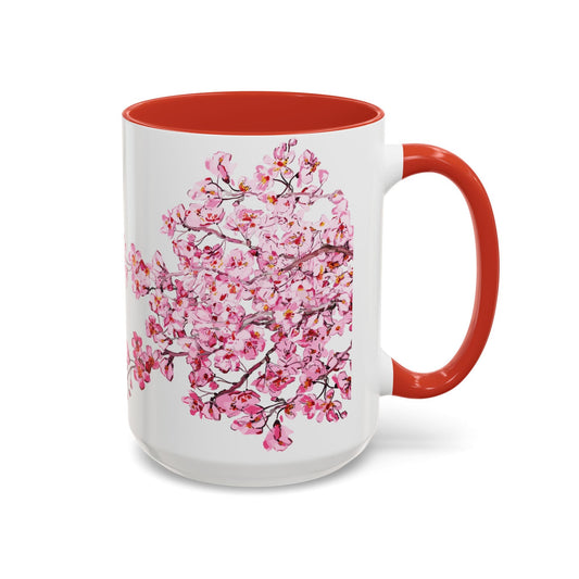 Cherry Blossom Two Tone Ceramic Mug - 11 oz & 15 oz - Blue Cava