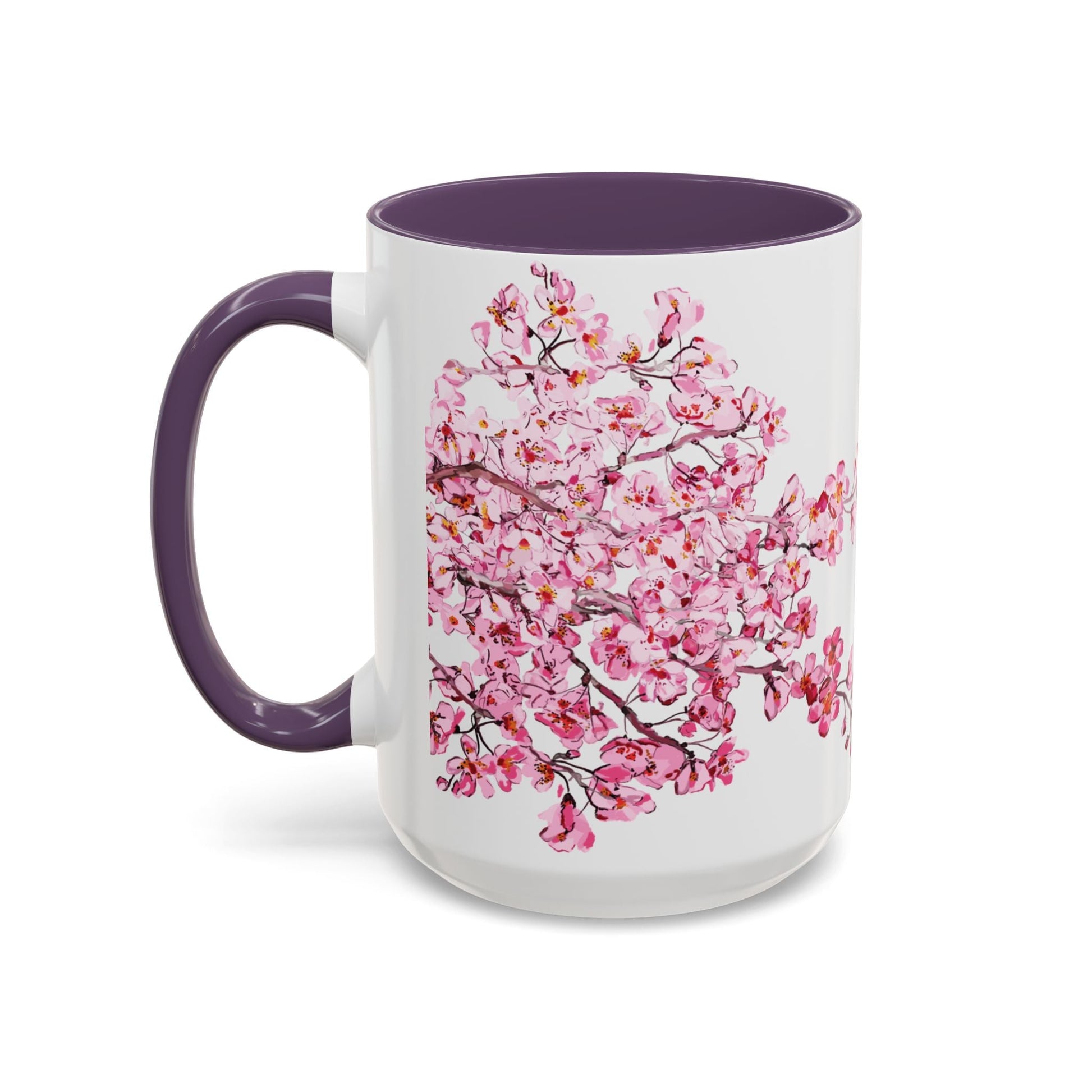 Cherry Blossom Two Tone Ceramic Mug - 11 oz & 15 oz - Blue Cava