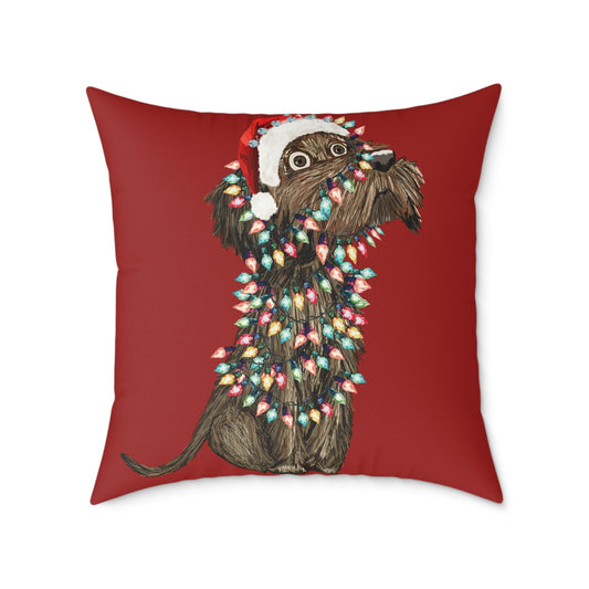 Christmas Dog Pillow, Holiday Throw Pillow, Pet Lover Decor, Christmas Home Accent - Blue Cava