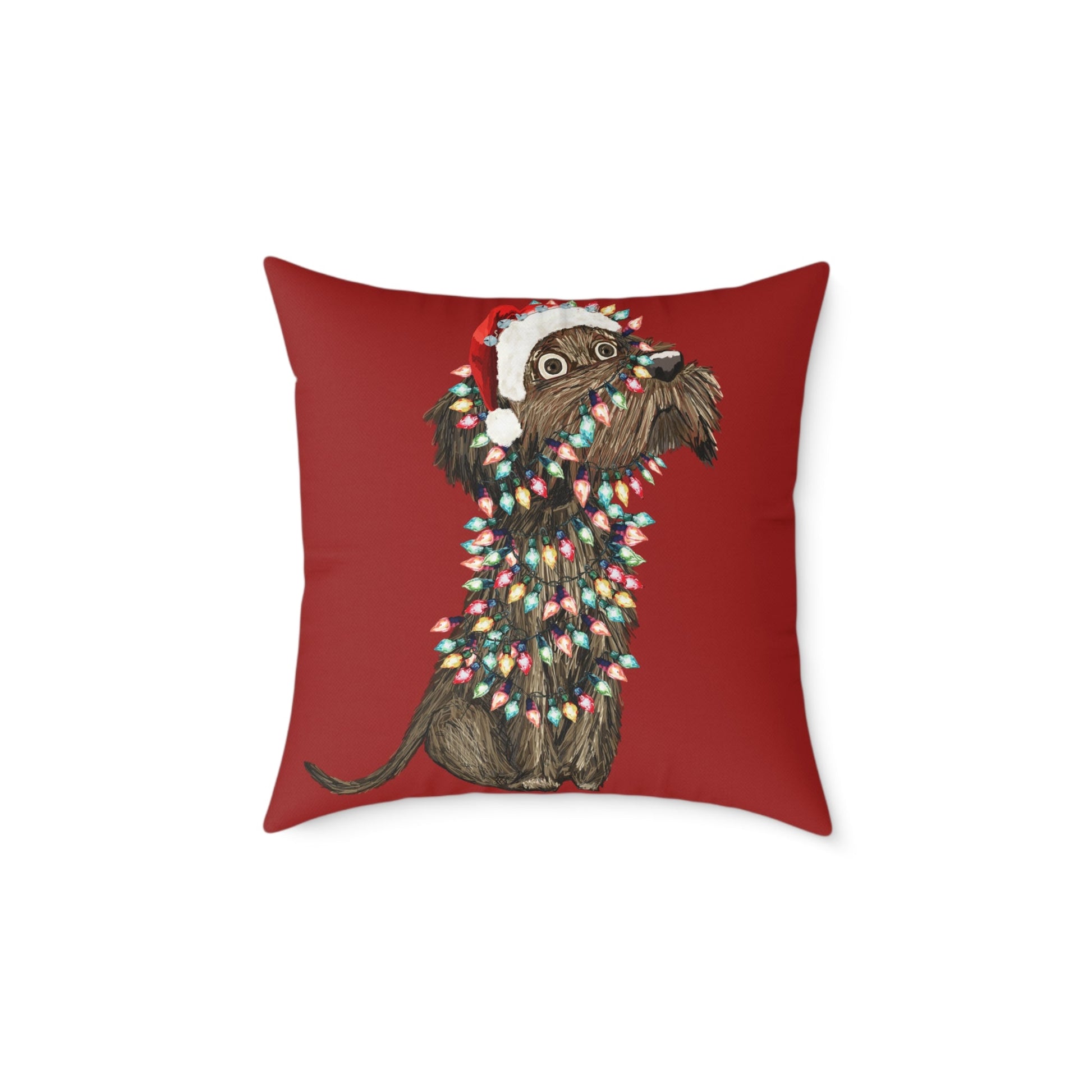 Christmas Dog Pillow, Holiday Throw Pillow, Pet Lover Decor, Christmas Home Accent - Blue Cava
