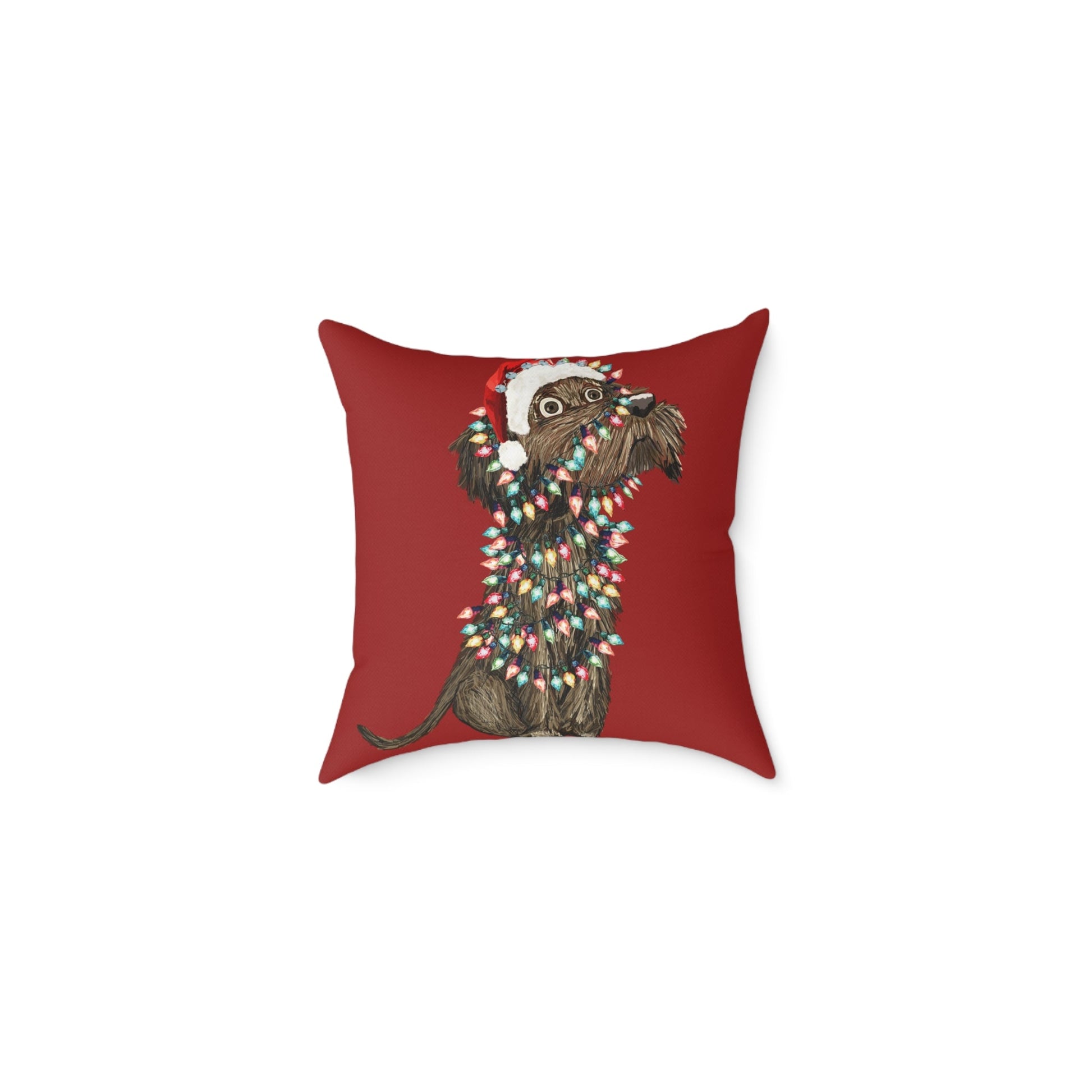 Christmas Dog Pillow, Holiday Throw Pillow, Pet Lover Decor, Christmas Home Accent - Blue Cava