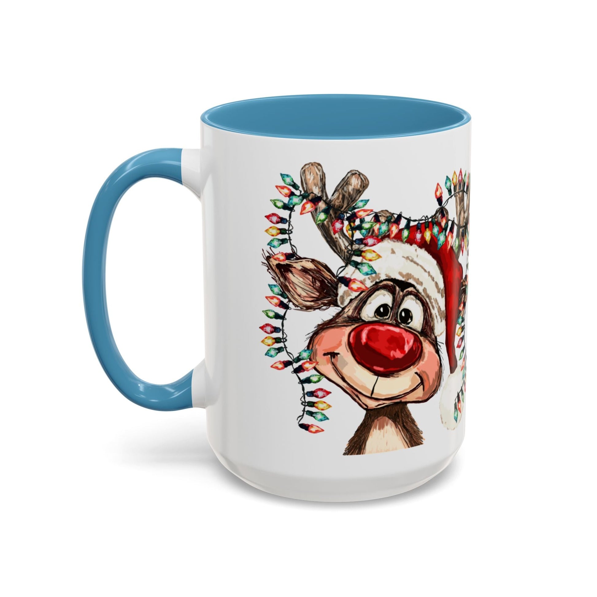 Christmas Reindeer Two Tone Ceramic Mug 11oz & 15oz - Blue Cava