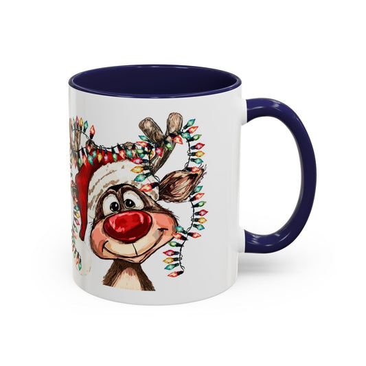 Christmas Reindeer Two Tone Ceramic Mug 11oz & 15oz - Blue Cava