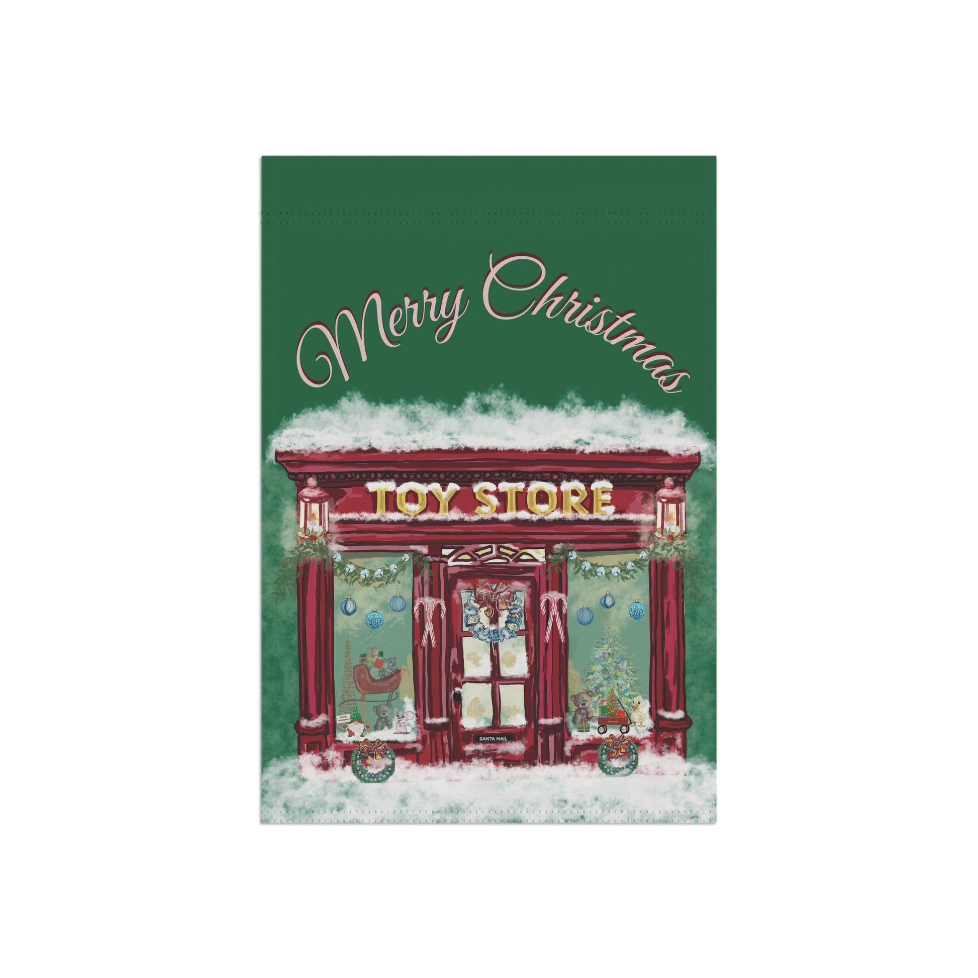 Christmas Toy Store Garden Flag - Blue Cava