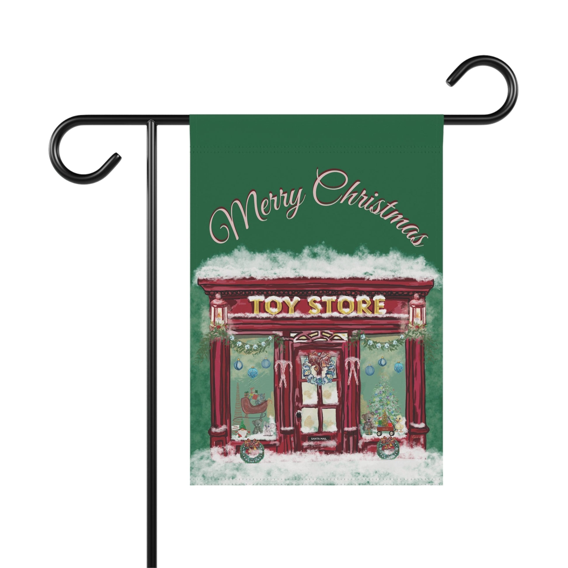 Christmas Toy Store Garden Flag - Blue Cava