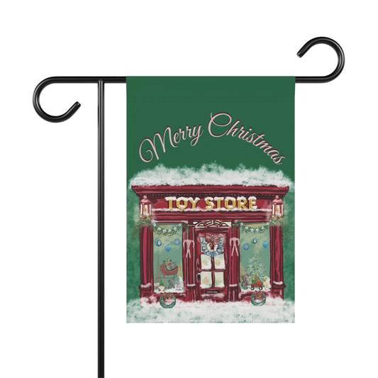 Christmas Toy Store Garden Flag - Blue Cava