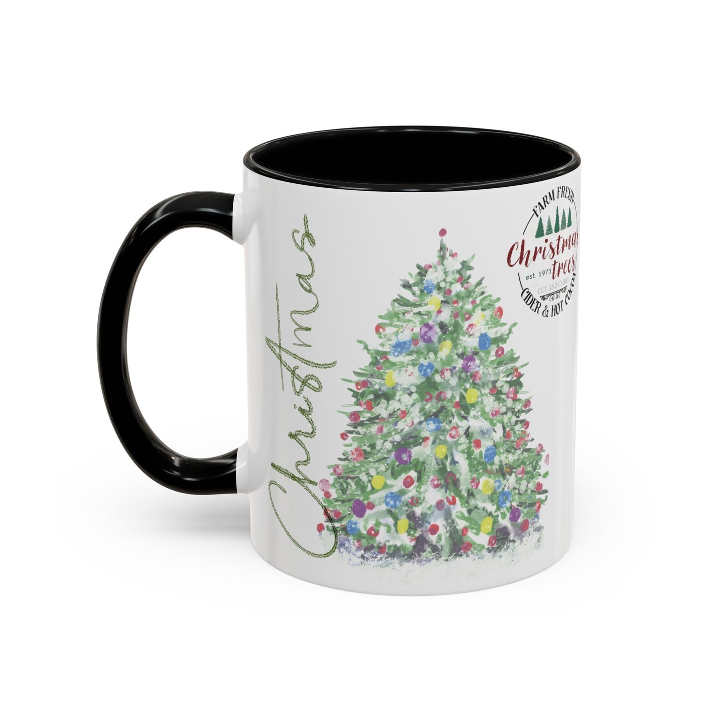Christmas Two Tone Accent Coffee Mug (11oz, 15oz) - Blue Cava