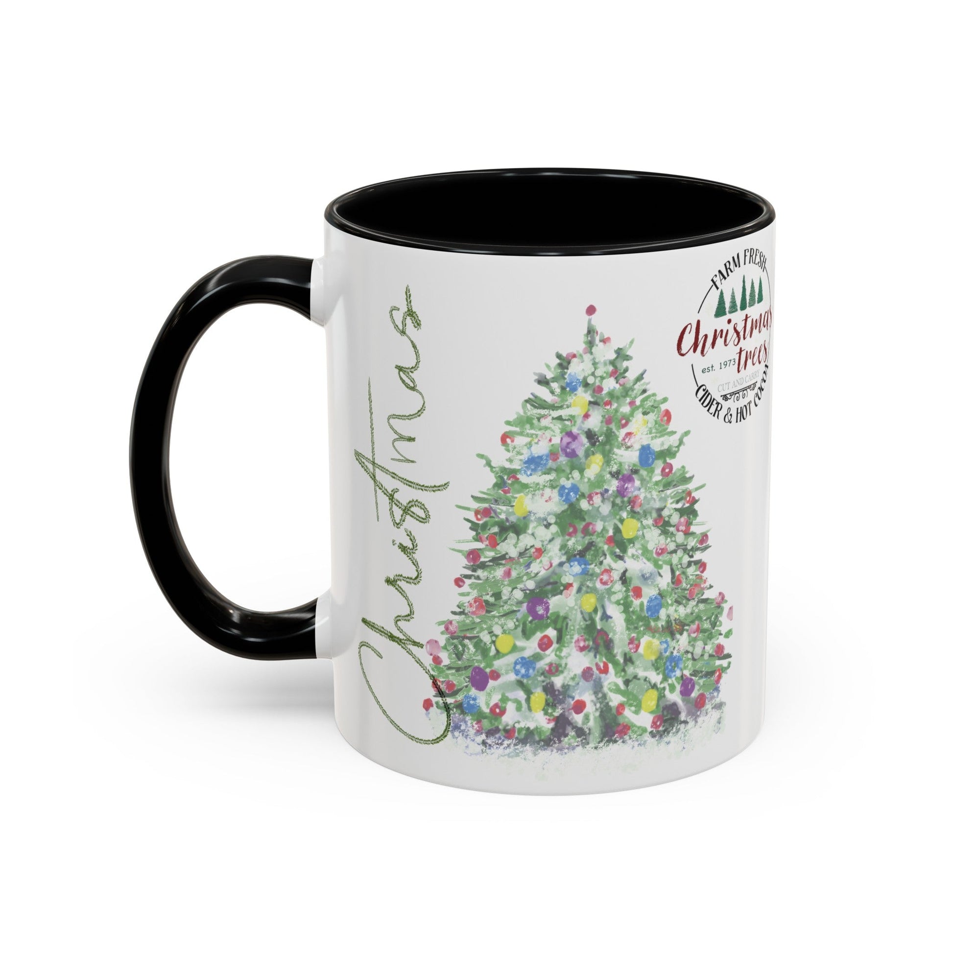 Christmas Two Tone Accent Coffee Mug (11oz, 15oz) - Blue Cava
