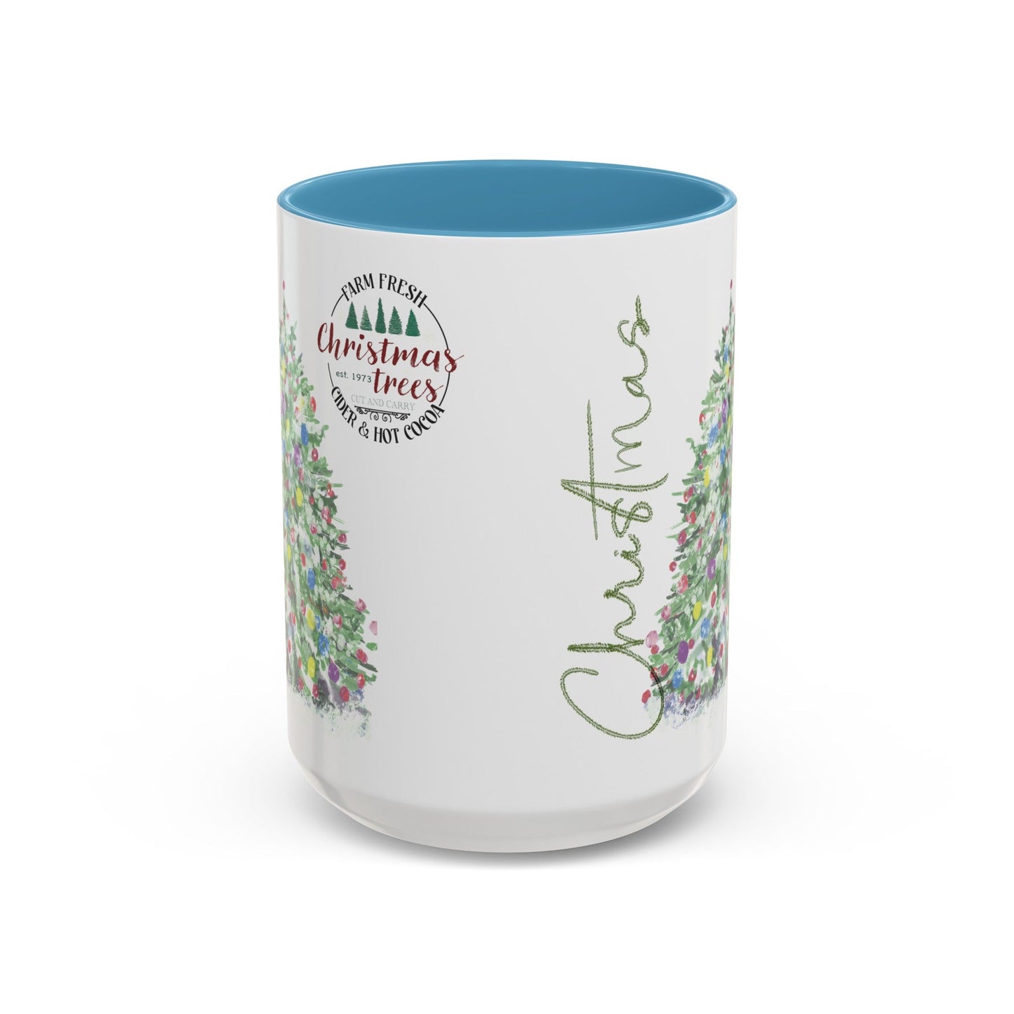 Christmas Two Tone Accent Coffee Mug (11oz, 15oz) - Blue Cava