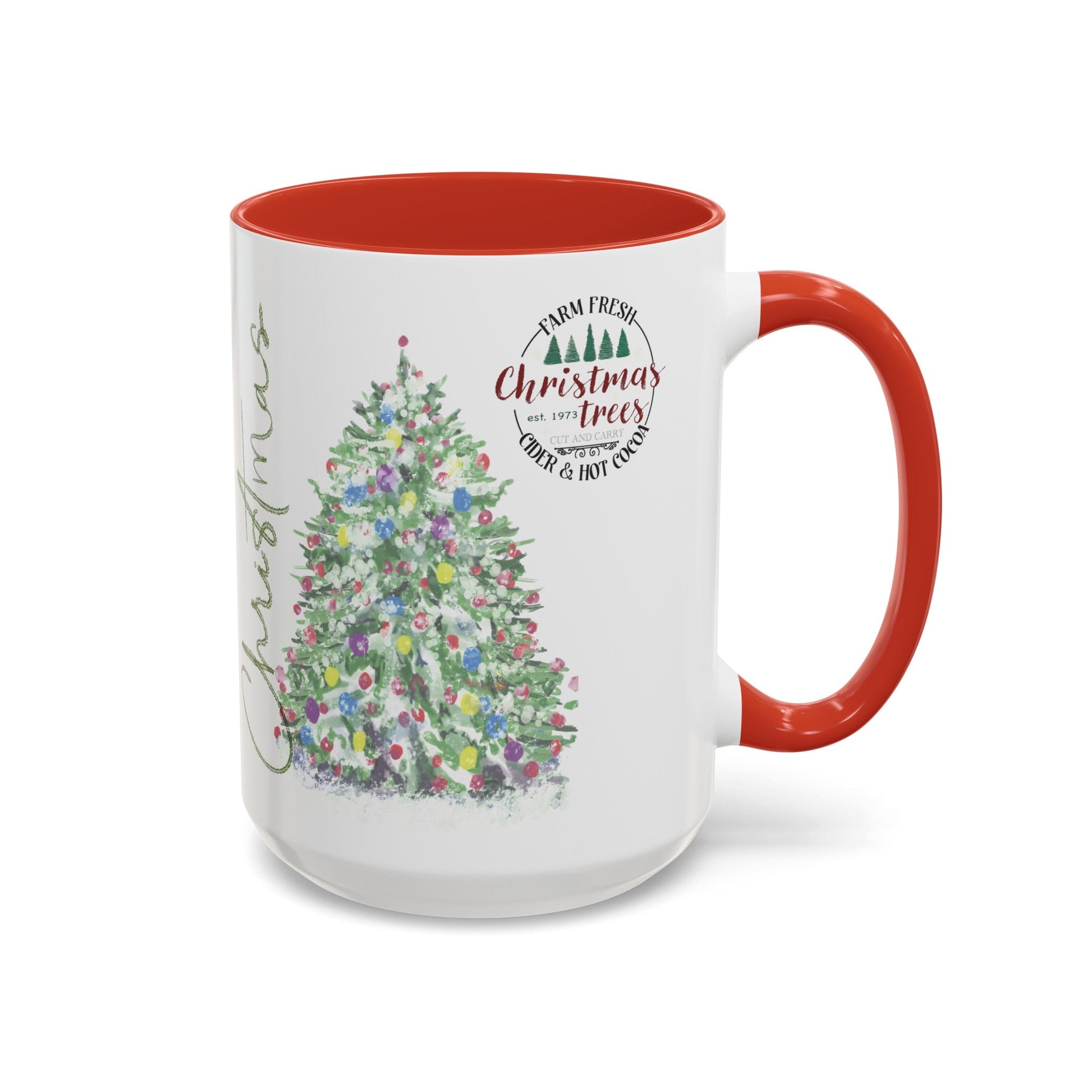 Christmas Two Tone Accent Coffee Mug (11oz, 15oz) - Blue Cava
