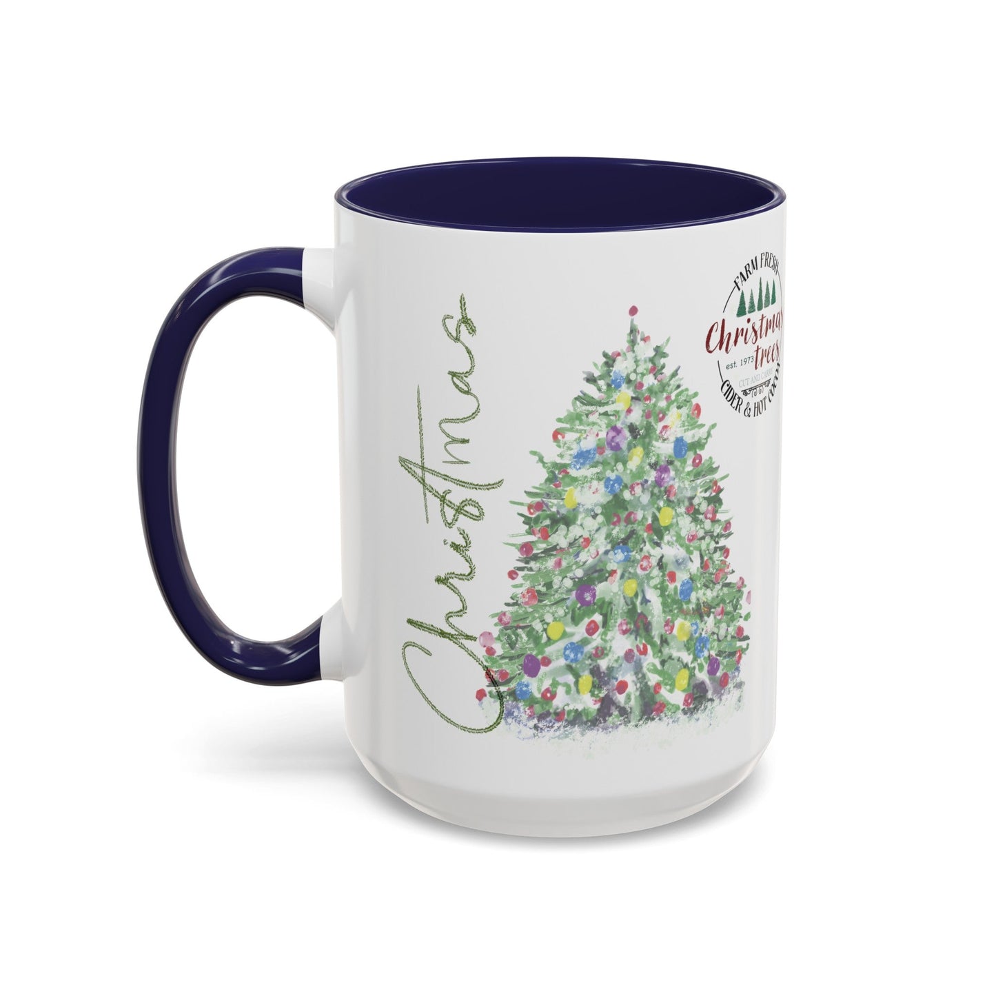 Christmas Two Tone Accent Coffee Mug (11oz, 15oz) - Blue Cava