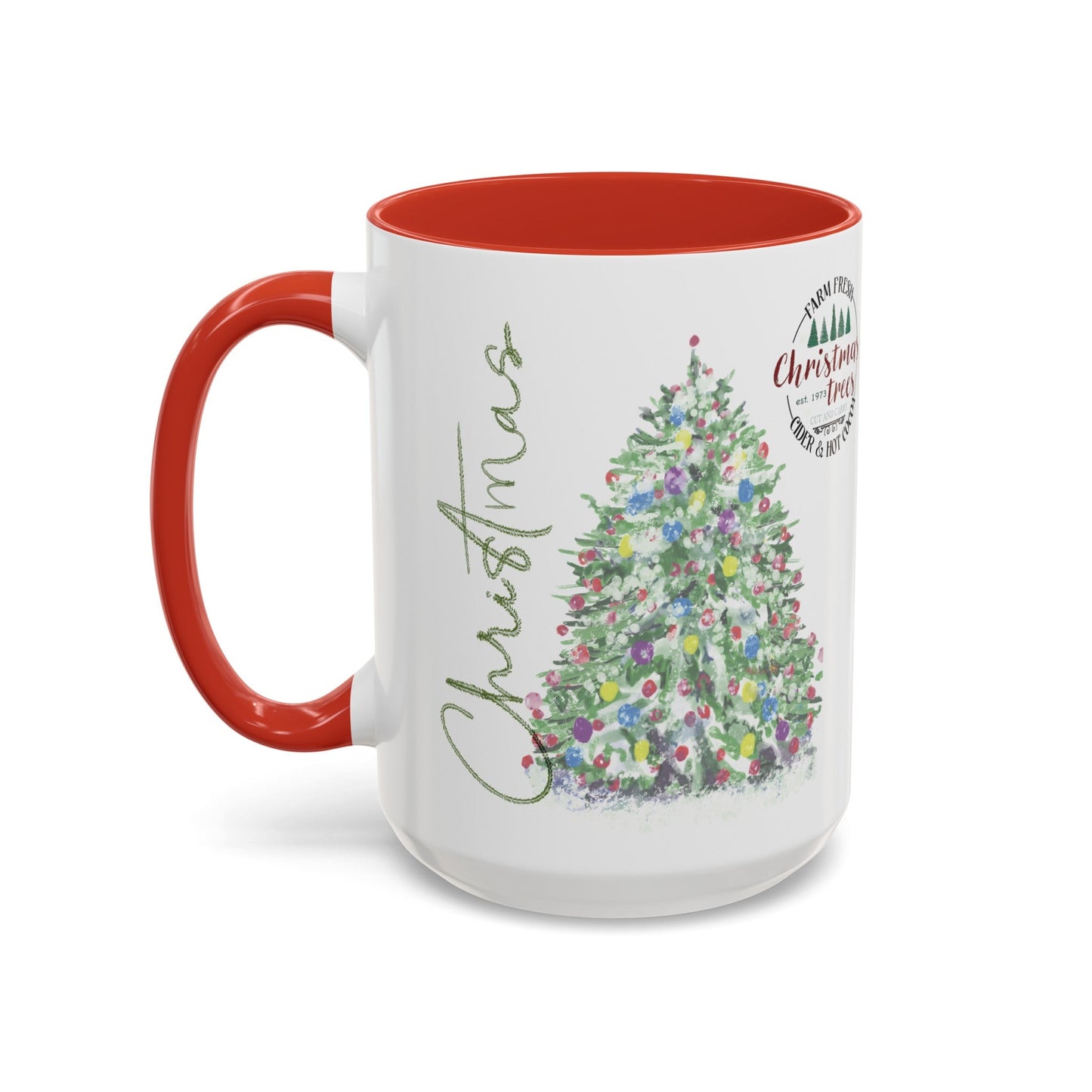 Christmas Two Tone Accent Coffee Mug (11oz, 15oz) - Blue Cava