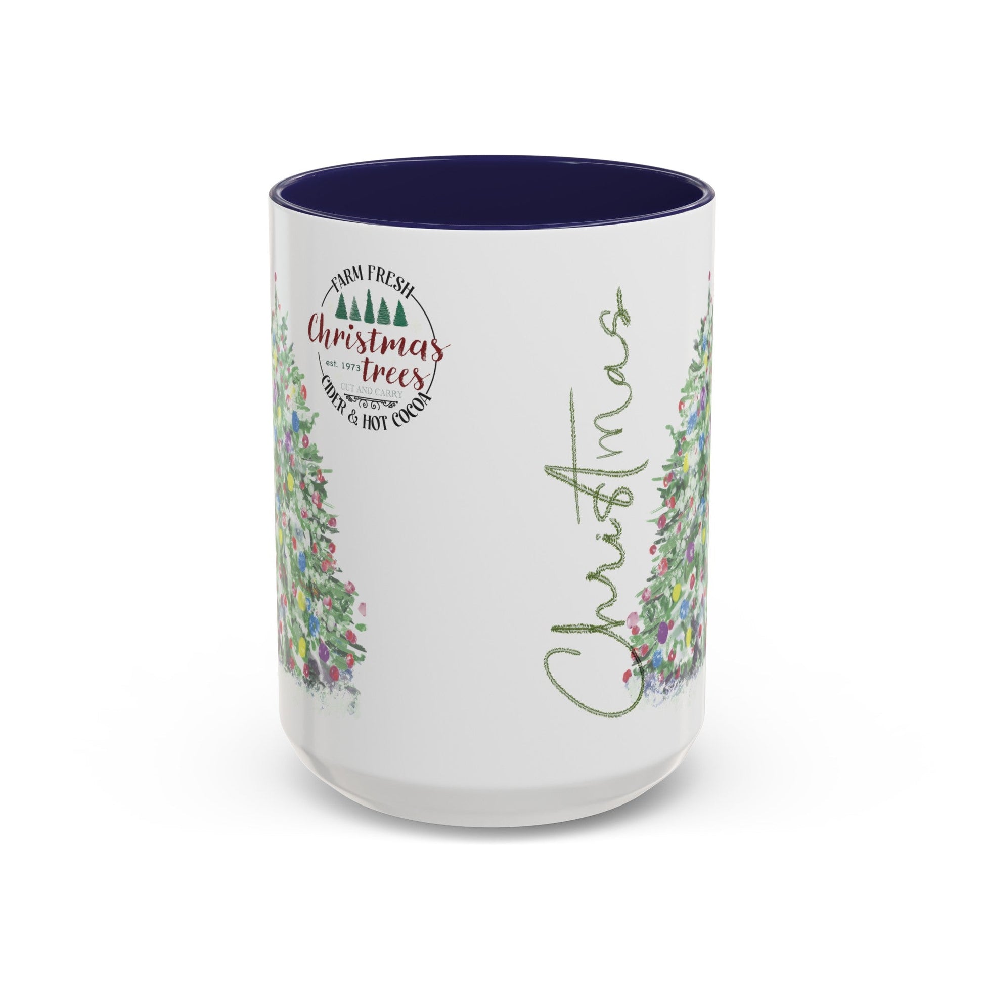 Christmas Two Tone Accent Coffee Mug (11oz, 15oz) - Blue Cava