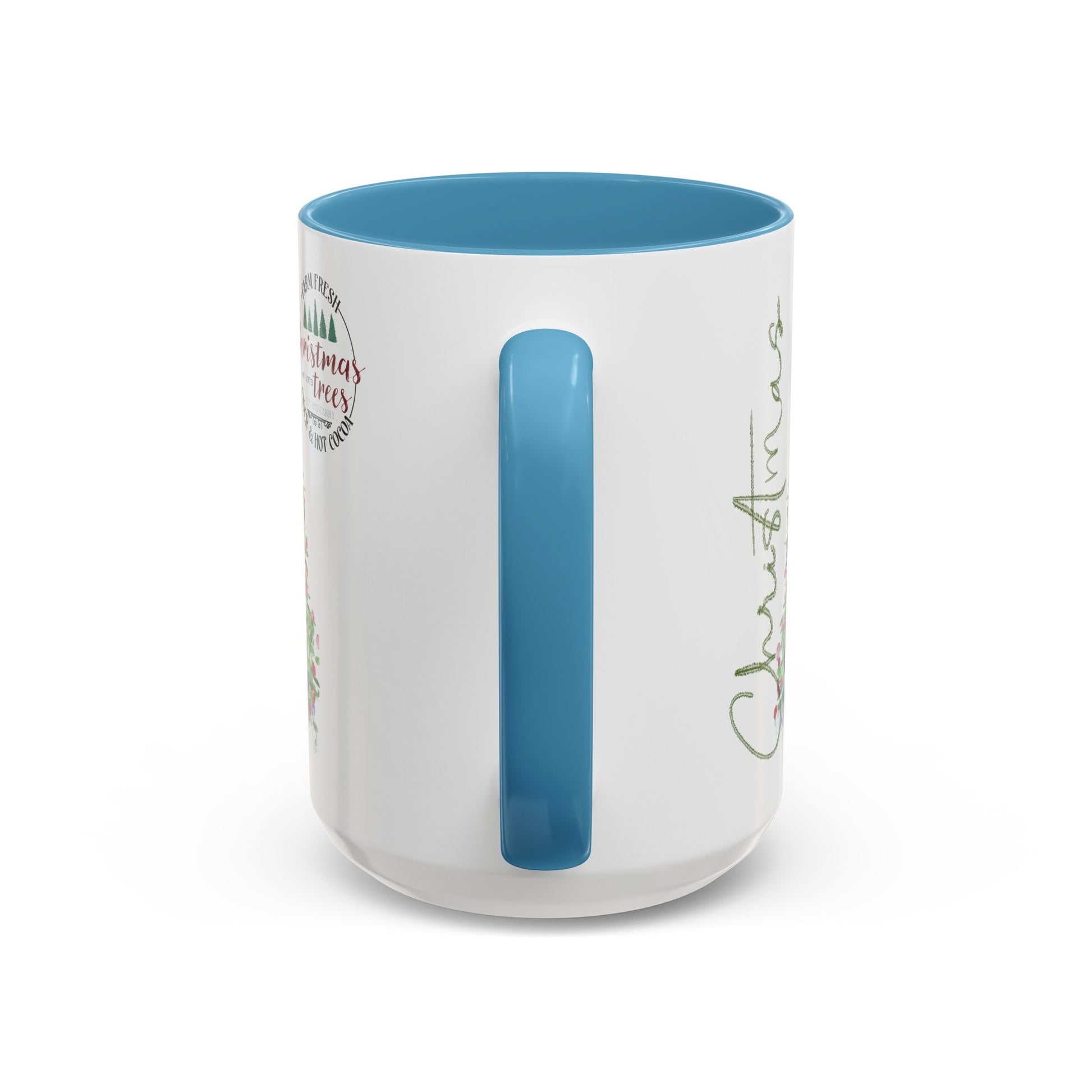 Christmas Two Tone Accent Coffee Mug (11oz, 15oz) - Blue Cava