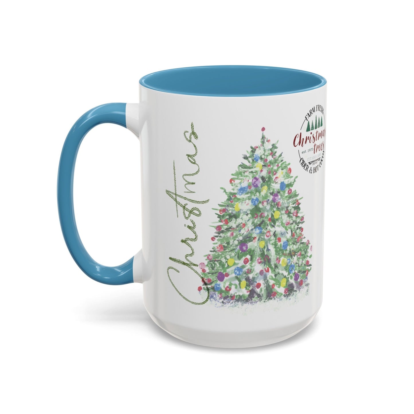 Christmas Two Tone Accent Coffee Mug (11oz, 15oz) - Blue Cava