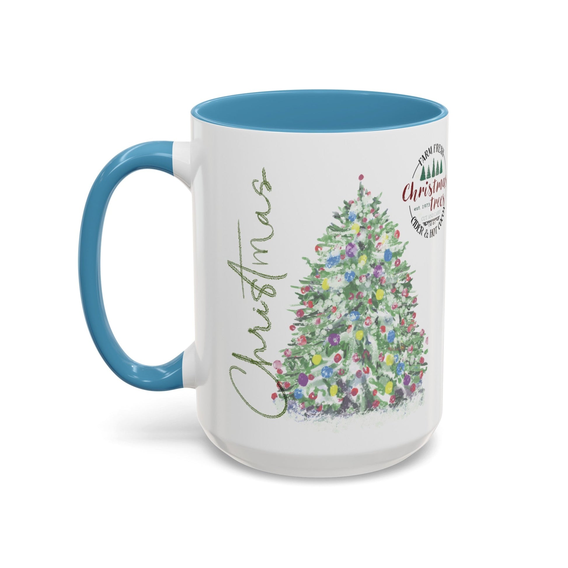 Christmas Two Tone Accent Coffee Mug (11oz, 15oz) - Blue Cava