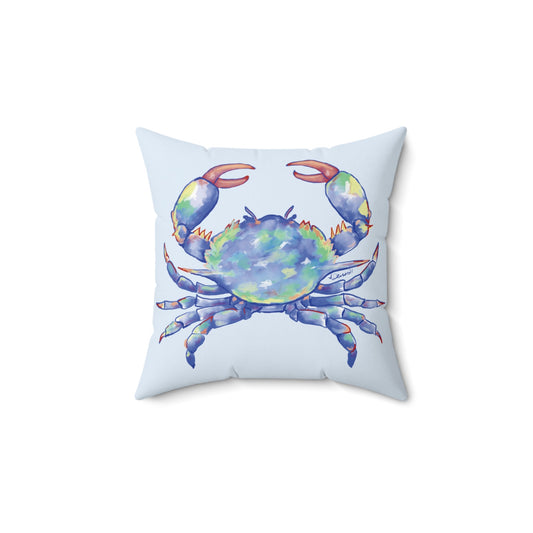 Coastal Blue Crab Polyester Spun Throw Pillow - Blue Cava