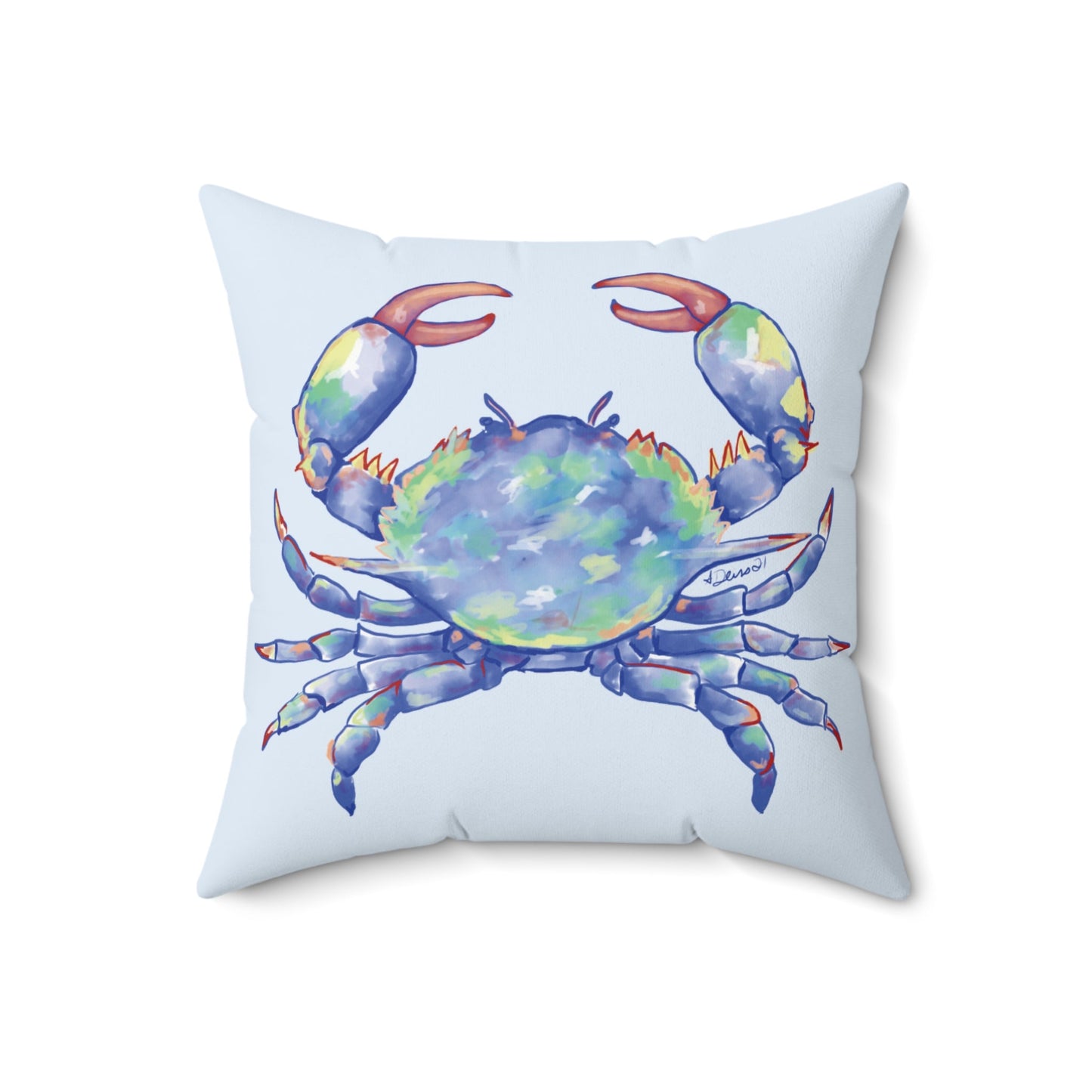Coastal Blue Crab Polyester Spun Throw Pillow - Blue Cava