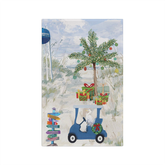 Coastal Christmas Microfiber waffle Towel - Blue Cava