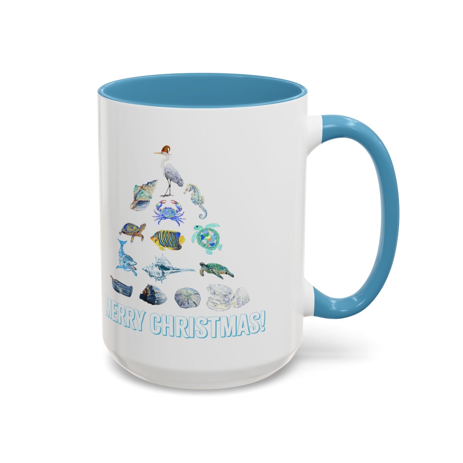 Coastal Christmas Tree Two Tone Coffee Mug (11, 15oz) - Blue Cava