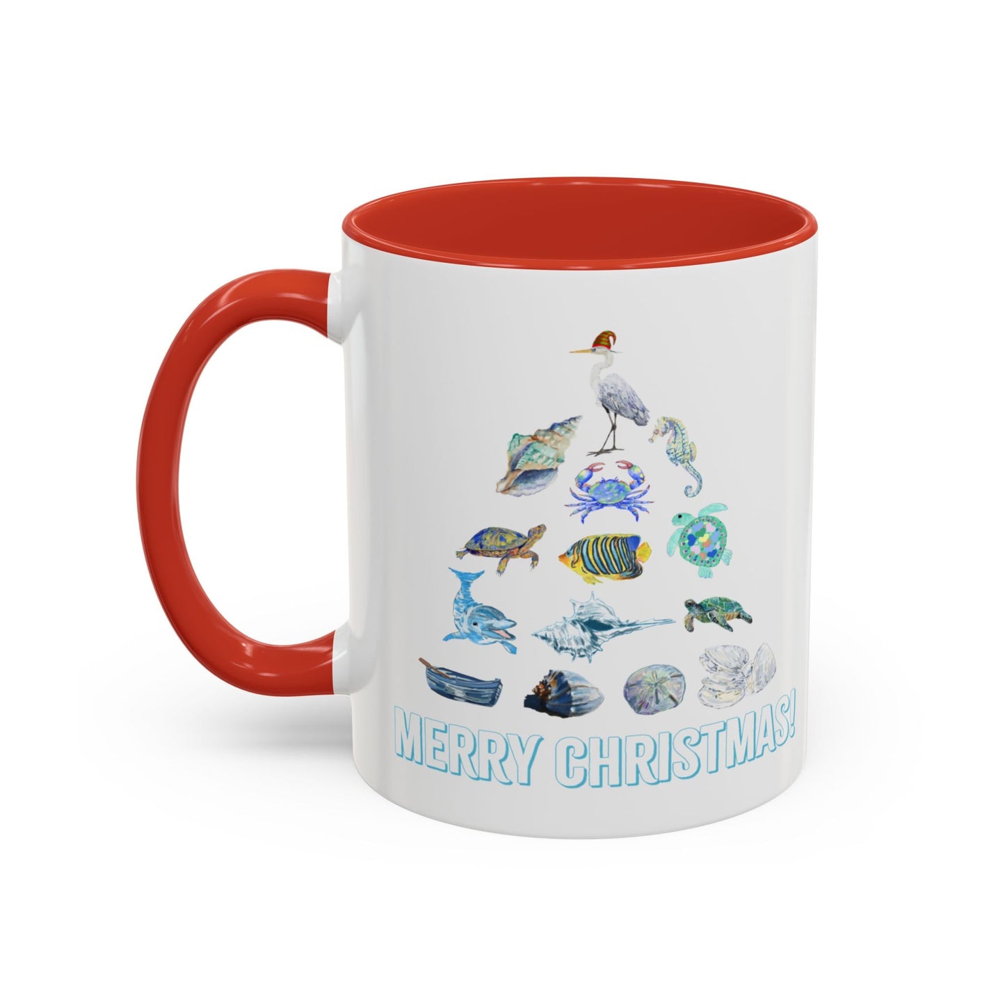 Coastal Christmas Tree Two Tone Coffee Mug (11, 15oz) - Blue Cava
