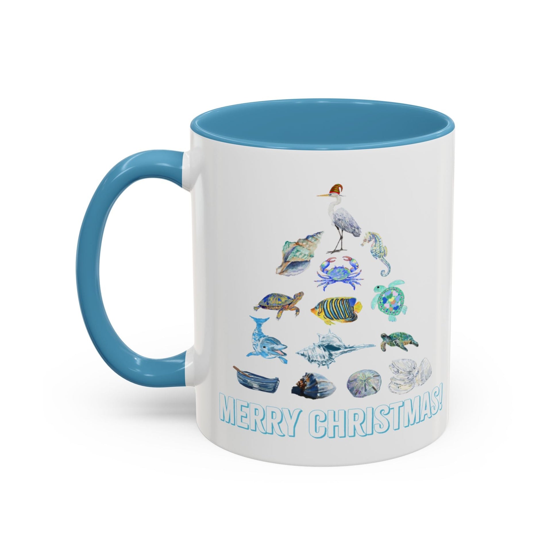 Coastal Christmas Tree Two Tone Coffee Mug (11, 15oz) - Blue Cava